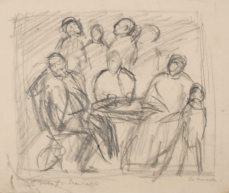 Third Sketch For Family Portrait Wall Art by Max Beckmann - High-Resolution Digital Print