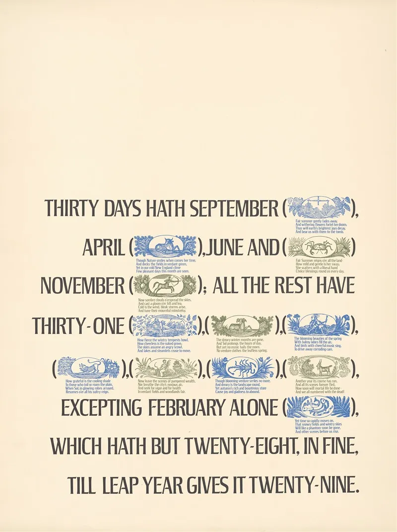 Thirty Days Hath September Wall Art by Herb Lubalin - High-Resolution Digital Print