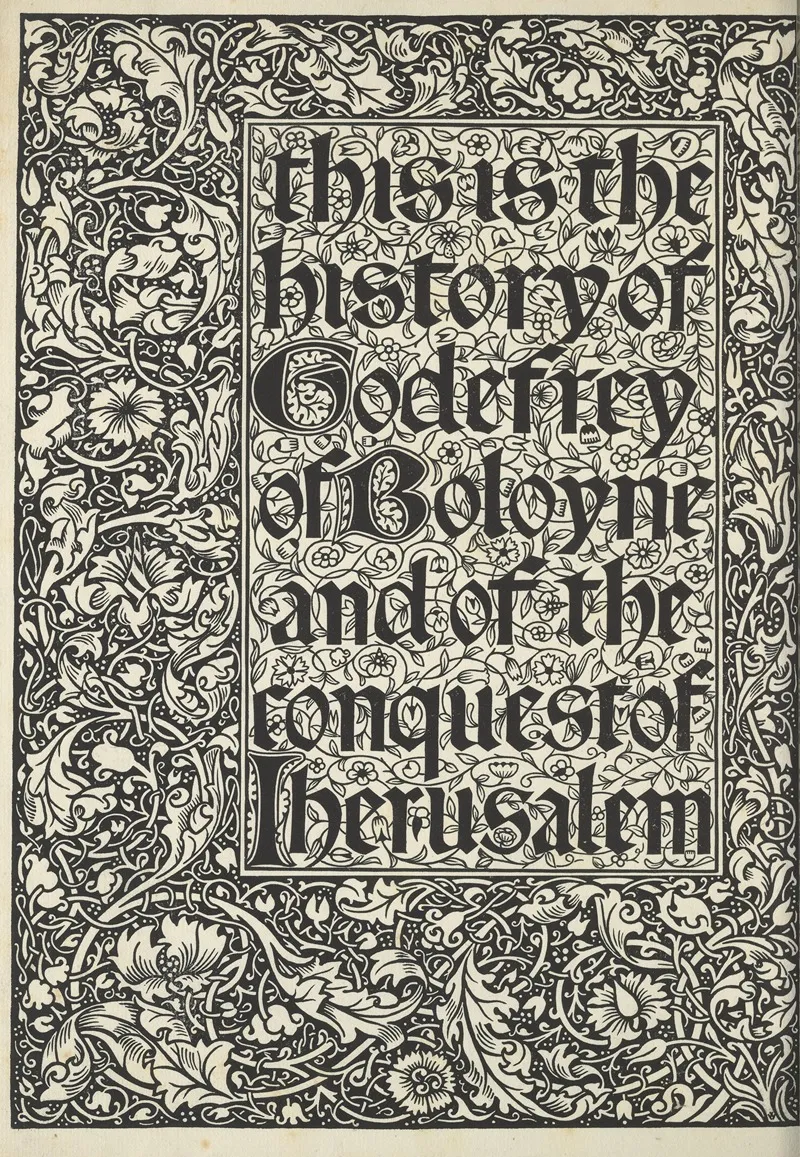 This Is The History Of Godfrey Of Boloyne And Of The Conquest Of Jerusalem Titlepage Wall Art by Sir Edward Coley Burne-Jones - High-Resolution Digital Print