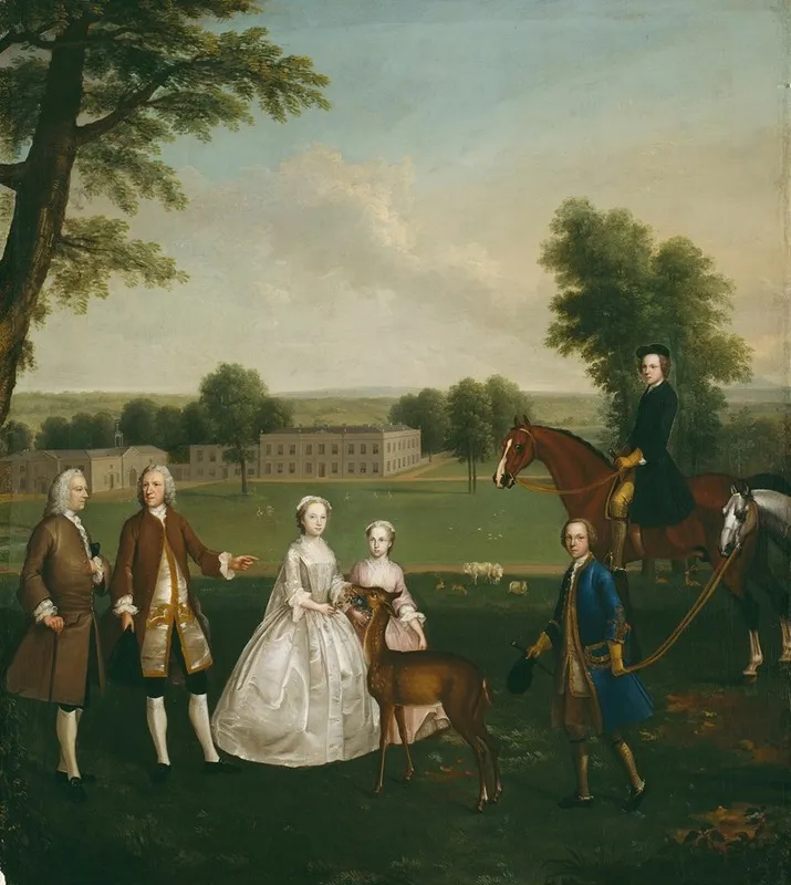 Thomas Lister And Family At Gisburne Park Wall Art by Arthur Devis - High-Resolution Digital Print