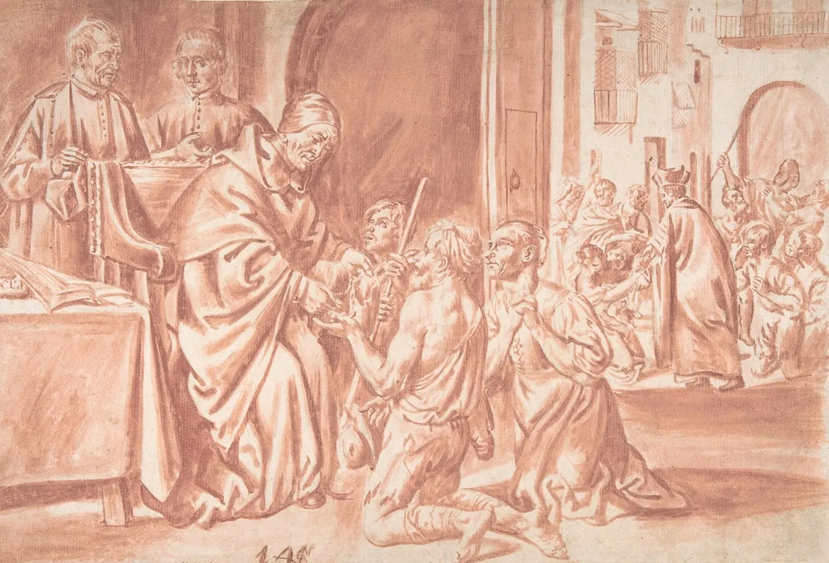 Thomas Of Villanova Archbishop Of Valencia Distributing Alms To The Poor Wall Art by Pedro Orrente - High-Resolution Digital Print