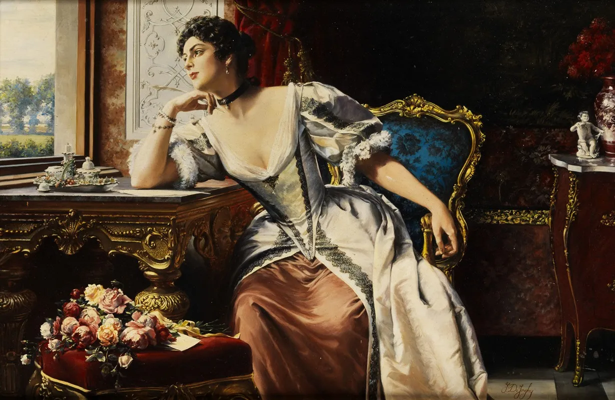 Thoughts While Writing The Letter Wall Art by Gustave Léonard de Jonghe - High-Resolution Digital Print