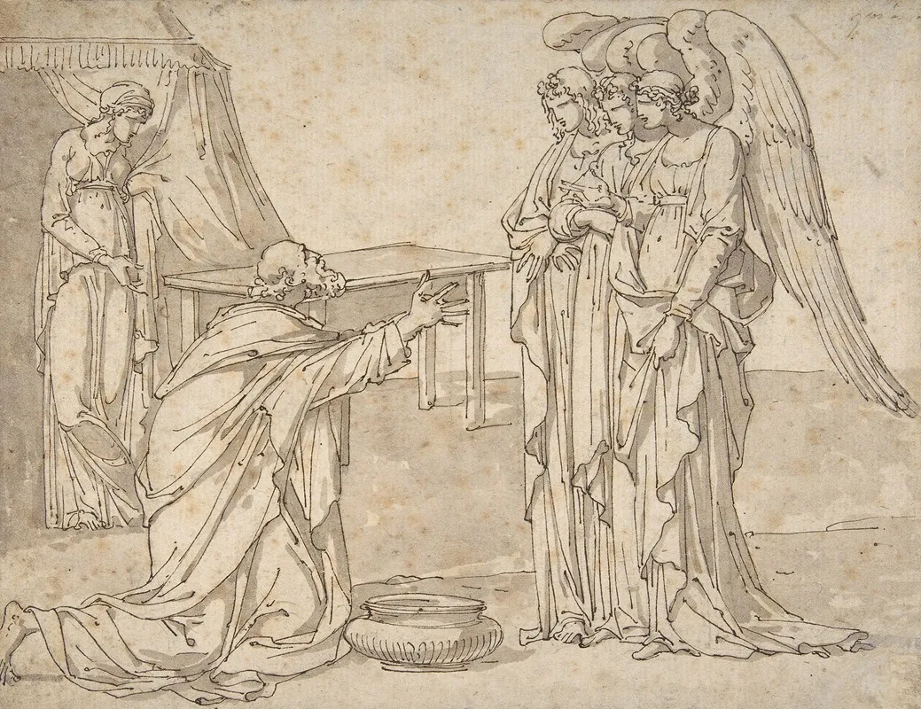 Three Angels Visiting Abraham Wall Art by Charles Meynier - High-Resolution Digital Print