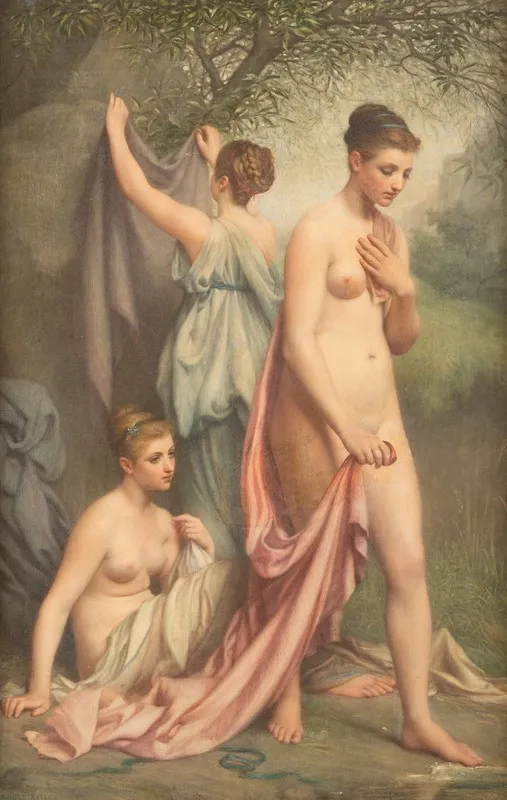 Three Bathing Woman Wall Art by Denis Ernest Bastien - High-Resolution Digital Print