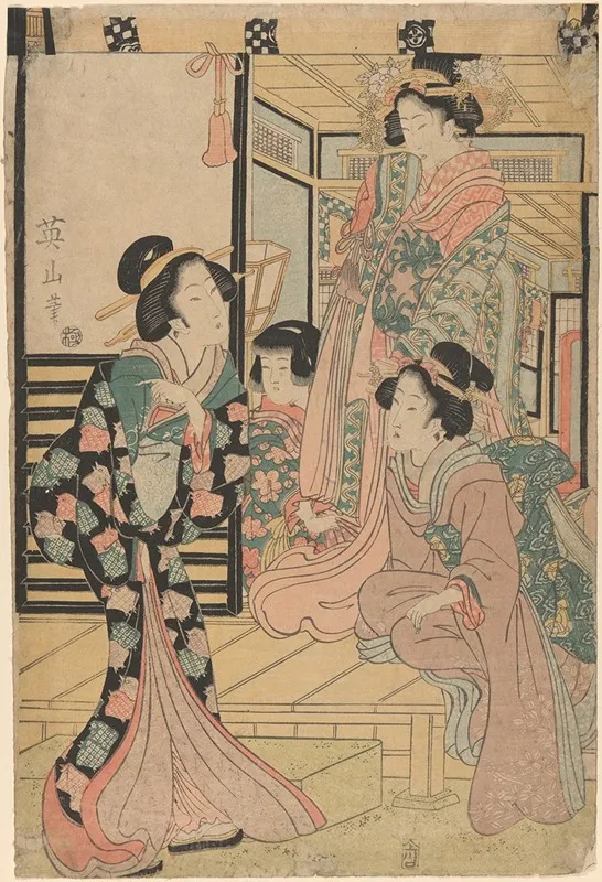 Three Beauties And A Child Two Standing One Seated