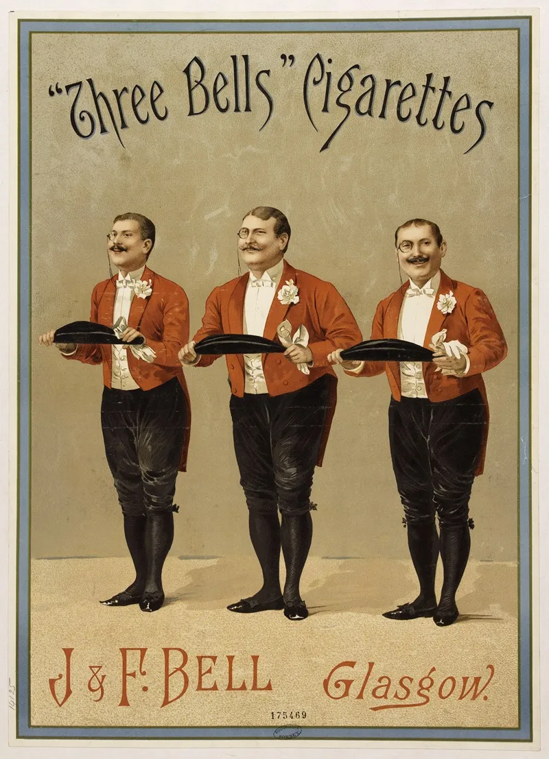 Three Bells Cigarettes J F Bell Glasgow Wall Art by Imp. F. Champenois - High-Resolution Digital Print