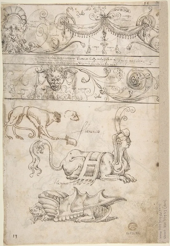 Three Candelabra Grotesques Wall Art by Andrés de Melgar - High-Resolution Digital Print