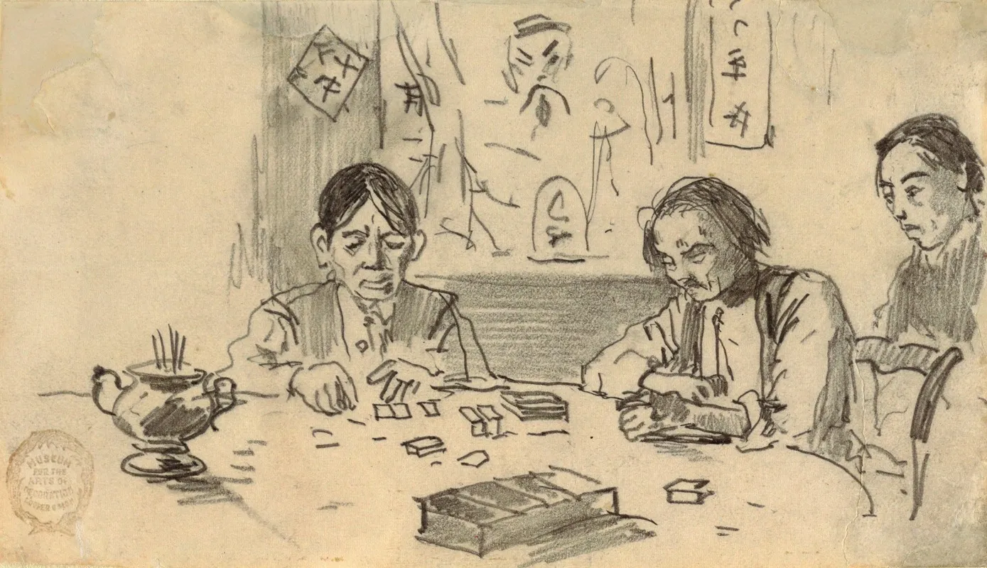 Three Chinese Men Playing Dominoes In A Baxter Street Club House New York City Wall Art by Winslow Homer - High-Resolution Digital Print