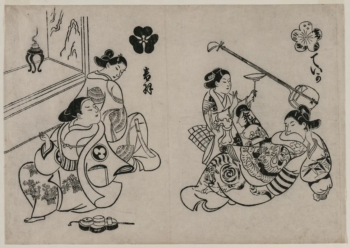 Three Courtesans With A Client