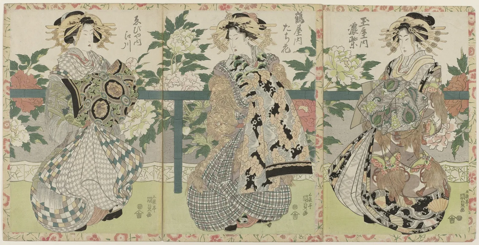 Three Courtesans Wall Art by Utagawa Kunisada (Toyokuni III) - High-Resolution Digital Print