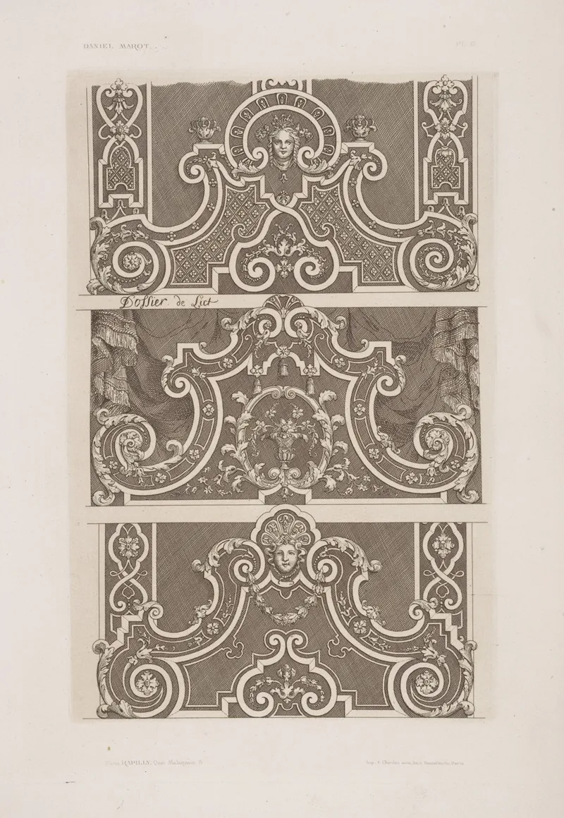 Three Designs With Vegetal Shapes And Female Heads