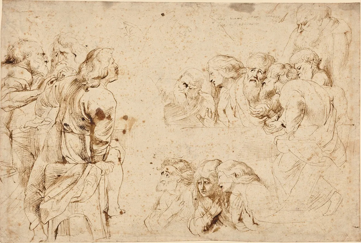 Three Groups Of Apostles In A Last Supper Wall Art by Peter Paul Rubens - High-Resolution Digital Print