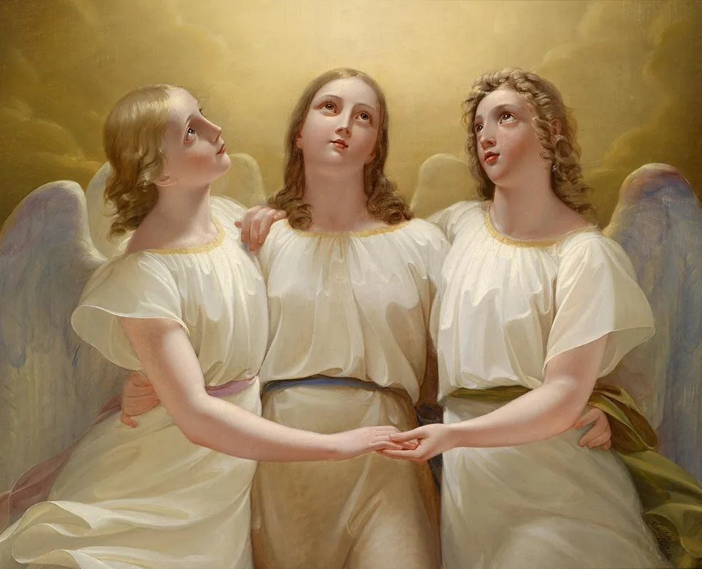 Three Guardian Angels Wall Art by Franz Kadlik - High-Resolution Digital Print