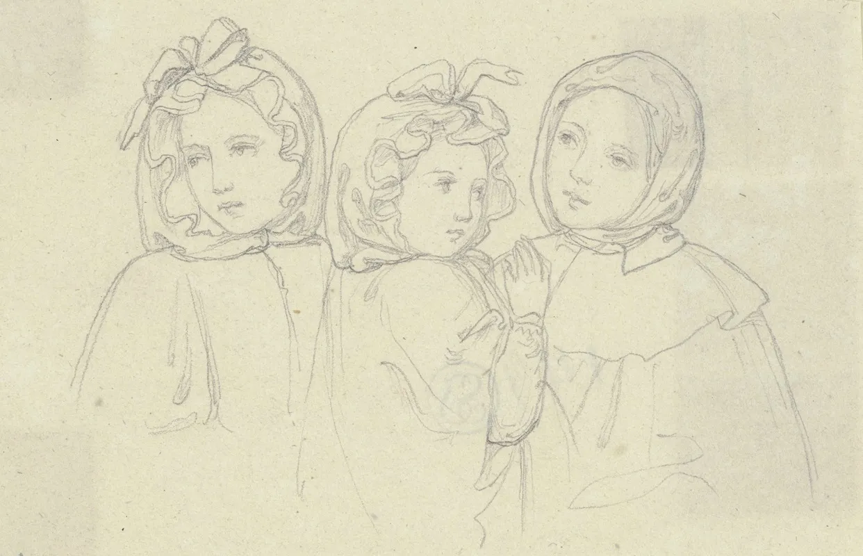 Three Hooded Children Wall Art by Marie Ellenrieder - High-Resolution Digital Print