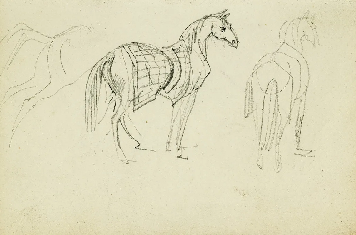 Three Horse Studies 2 Wall Art by Théodore Géricault - High-Resolution Digital Print