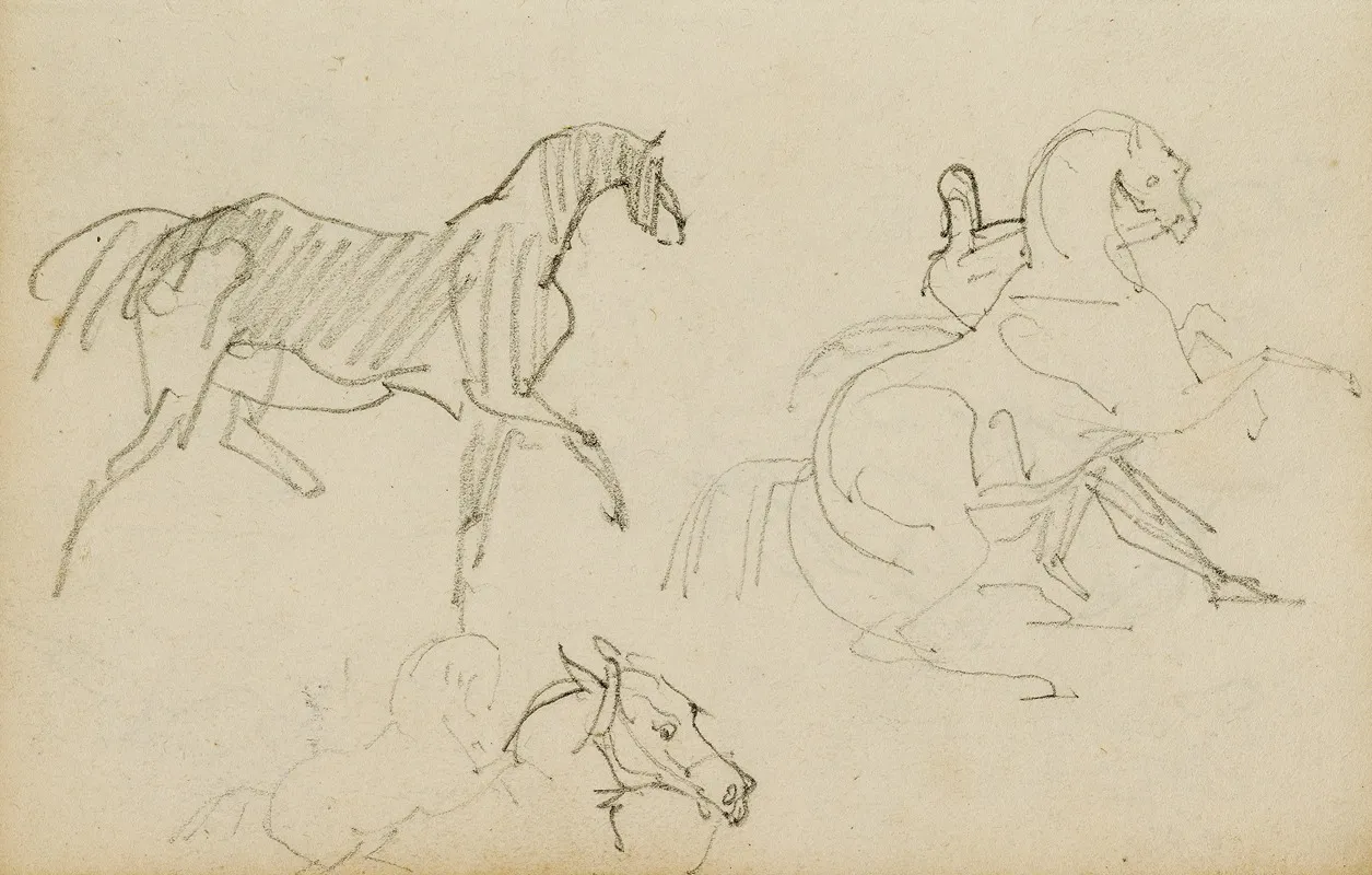 Three Horse Studies Wall Art by Théodore Géricault - High-Resolution Digital Print