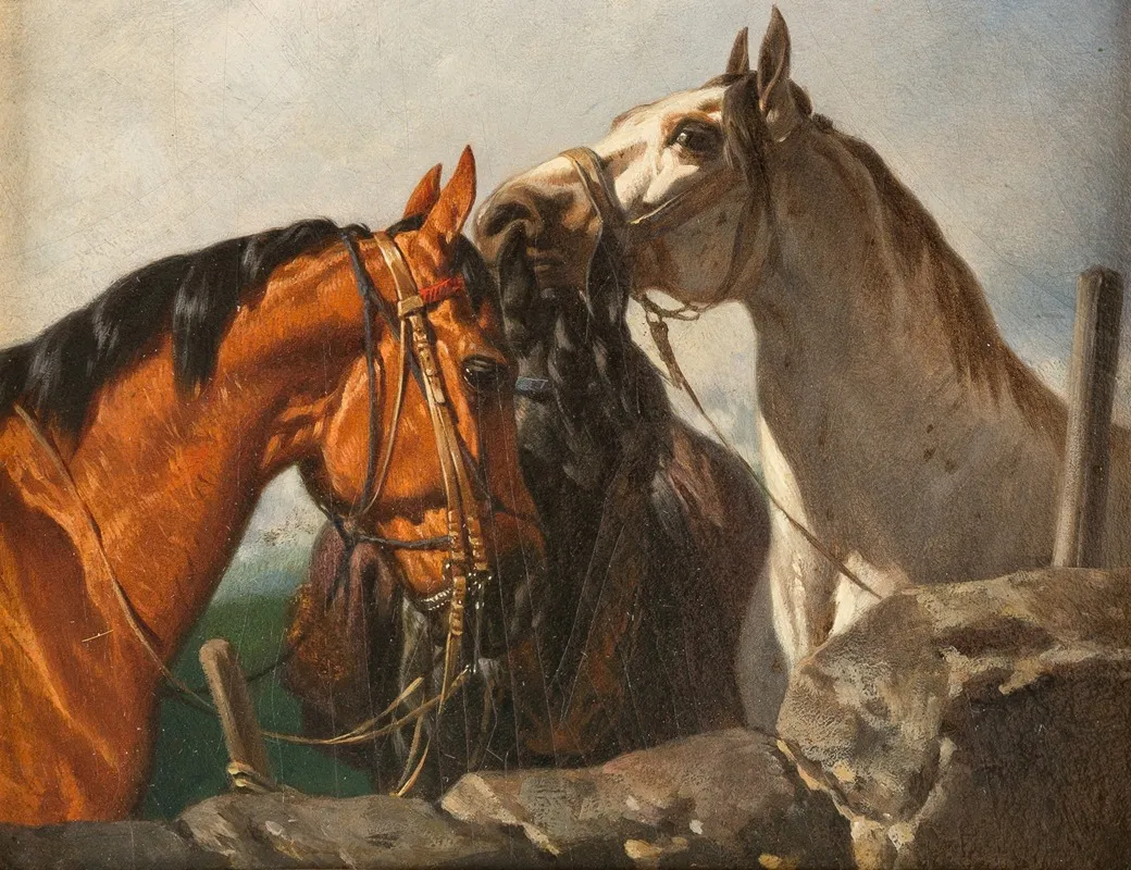 Three Horses 2 Wall Art by Anton Josef Strassgschwandtner - High-Resolution Digital Print