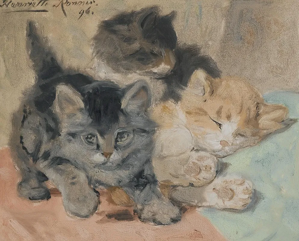 Three Kittens 2 Wall Art by Henriëtte Ronner-Knip - Canvas Print