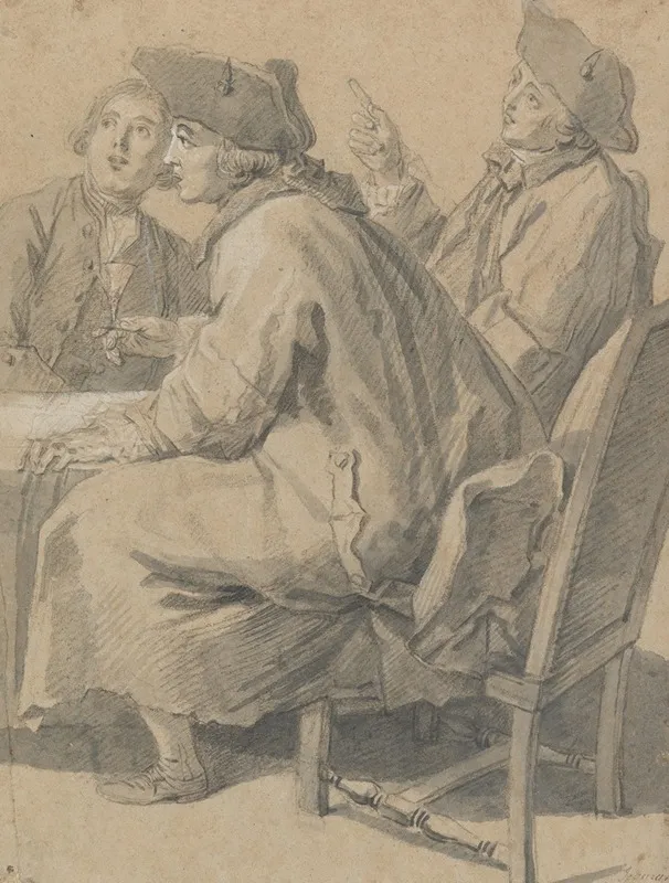 Three Men At A Table Wall Art by Etienne Jeaurat - High-Resolution Digital Print