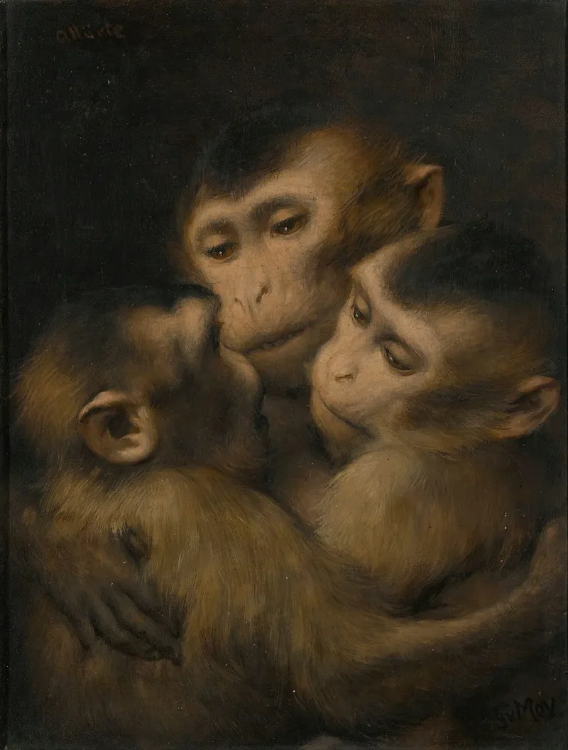 Three Monkeys Wall Art by Gabriel von Max - High-Resolution Digital Print