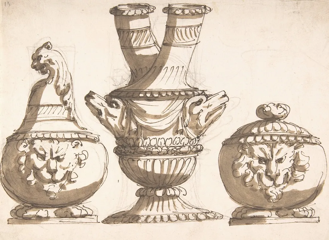 Three Ornamental Vessel Designs Wall Art by Giacomo Rossi - High-Resolution Digital Print