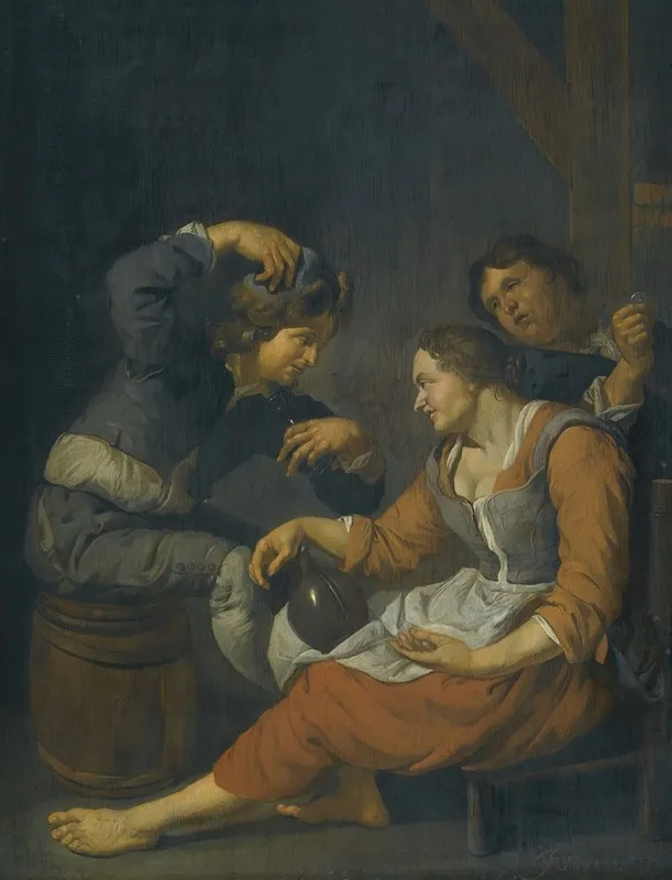 Three Peasants Drinking Wall Art by Jacob Toorenvliet - High-Resolution Digital Print