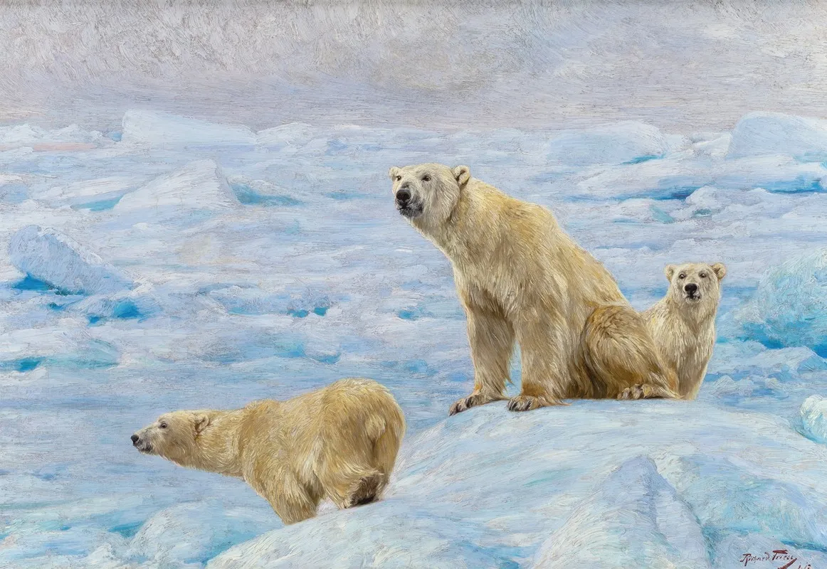 Three Polar Bears Wall Art by Richard Friese - High-Resolution Digital Print
