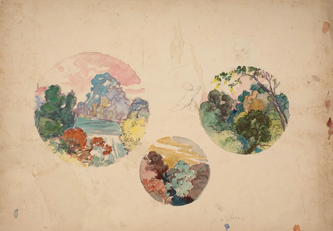 Three Preparatory Drawings For Plates With Landscapes