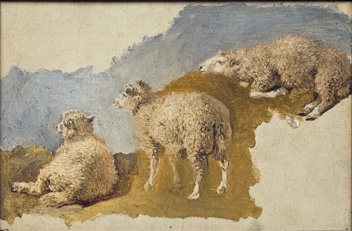 Three Sheep Study Wall Art by Kilian Zoll - High-Resolution Digital Print