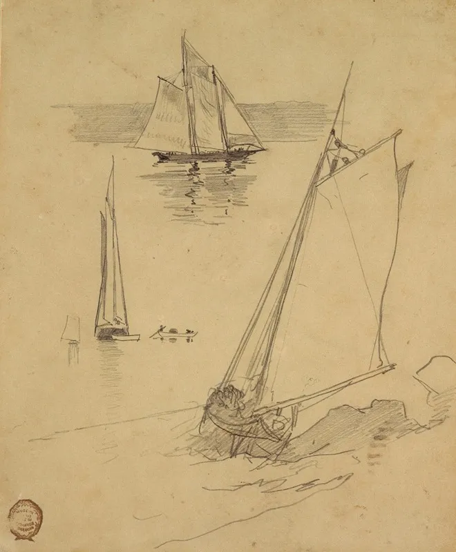 Three Sketches Of Schooners Wall Art by Winslow Homer - High-Resolution Digital Print