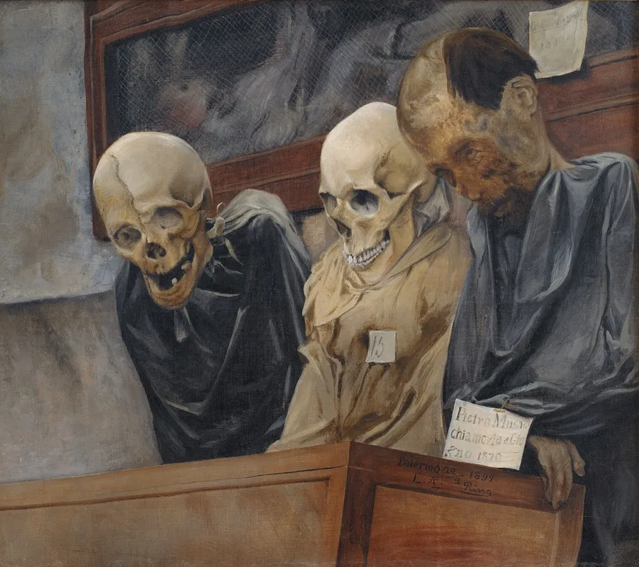 Three Skulls From Convento Dei Cappucini At Palermo