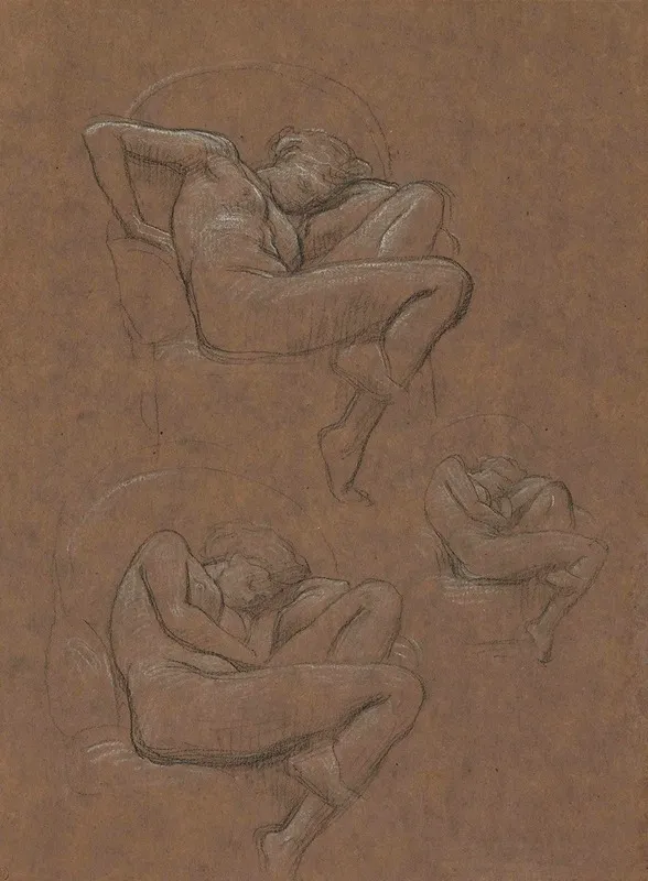Three Studies For Flaming June Wall Art by Frederic Leighton - High-Resolution Digital Print