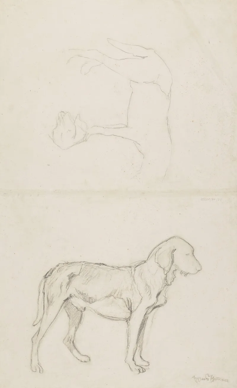 Three Studies Of A Dog Wall Art by Hans Thoma - High-Resolution Digital Print