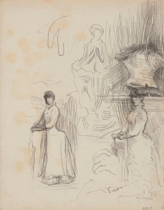 Three Studies Of A Lady With Parasol