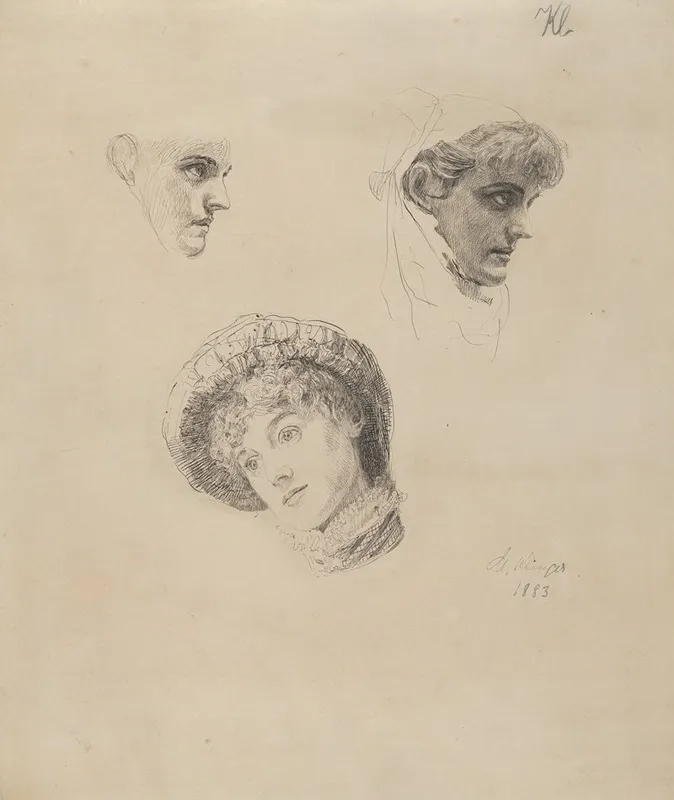 Three Studies Of Heads Of Women