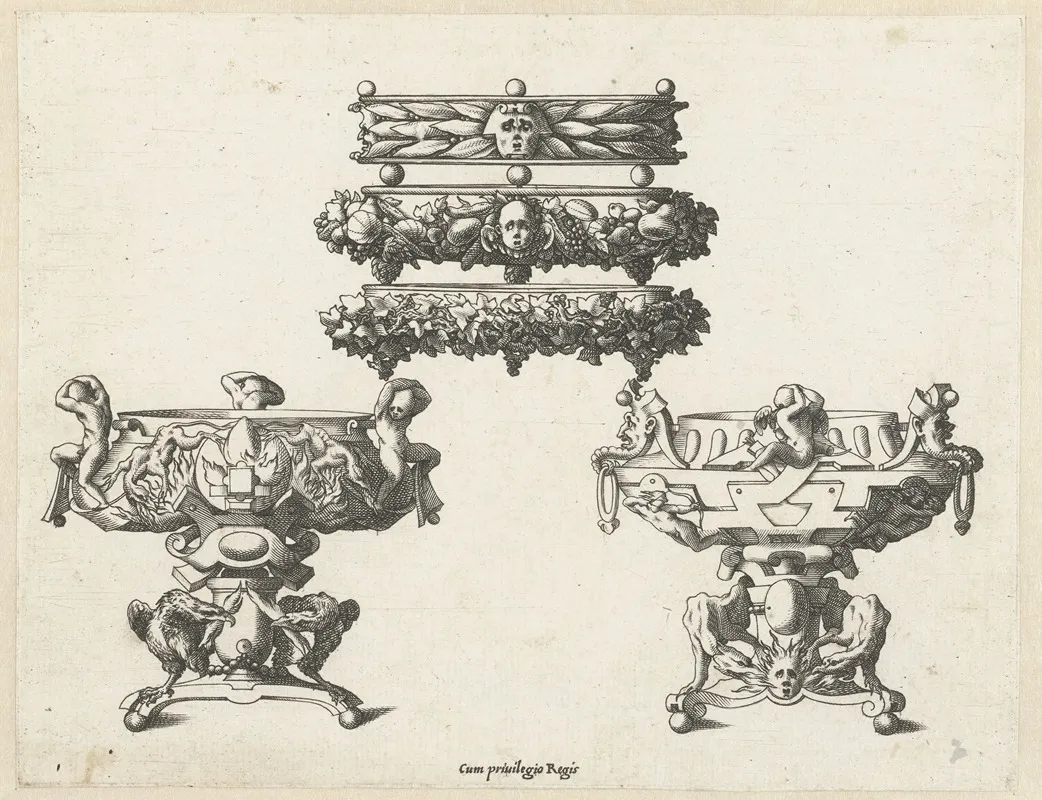 Three Trays And Two Salt Containers Wall Art by René Boyvin - High-Resolution Digital Print