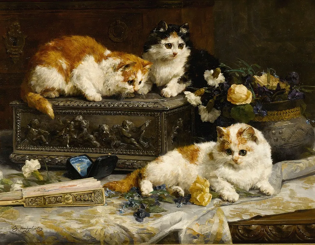 Three Watchful Kittens