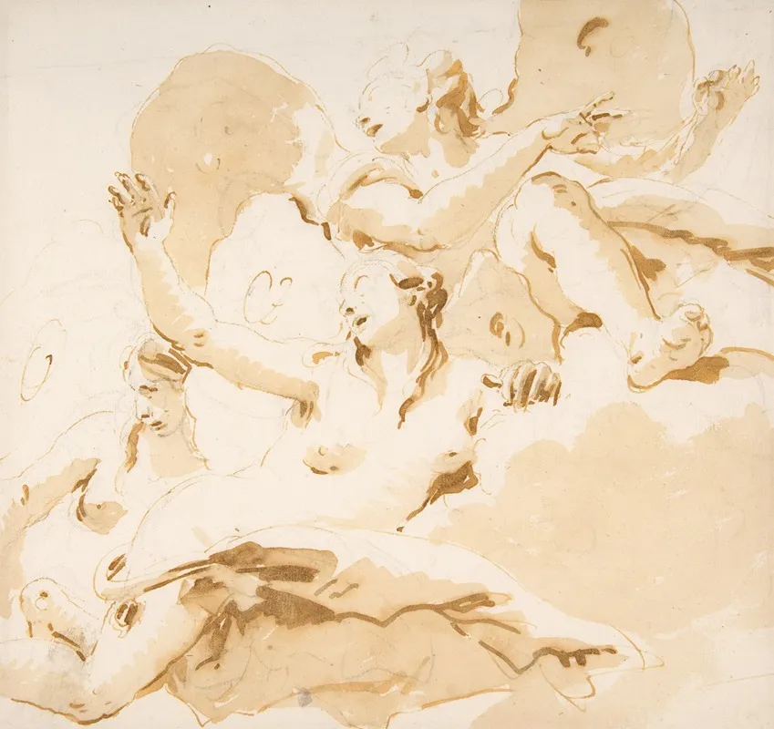 Three Winged Female Figures Wall Art by Giovanni Battista Tiepolo - High-Resolution Digital Print