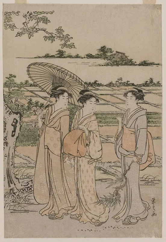Three Women Strolling In The Countryside