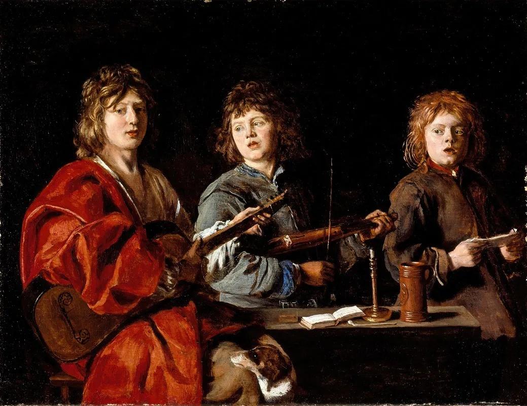 Three Young Musicians Wall Art by Antoine Le Nain - High-Resolution Digital Print