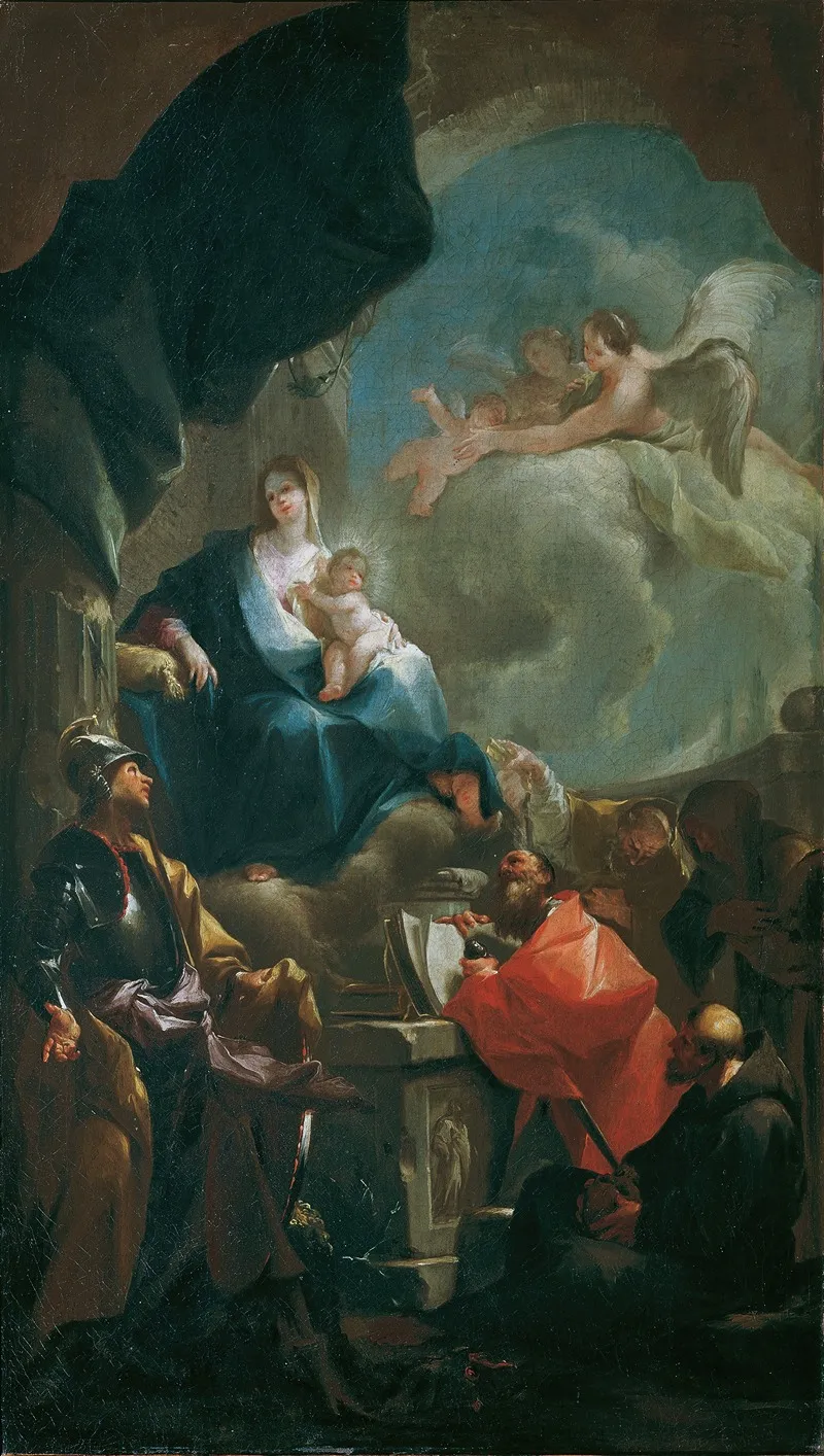 Thronende Madonna Mit Kind Von Heiligen Verehrt Wall Art by Franz Anton Palko - High-Resolution Digital Print