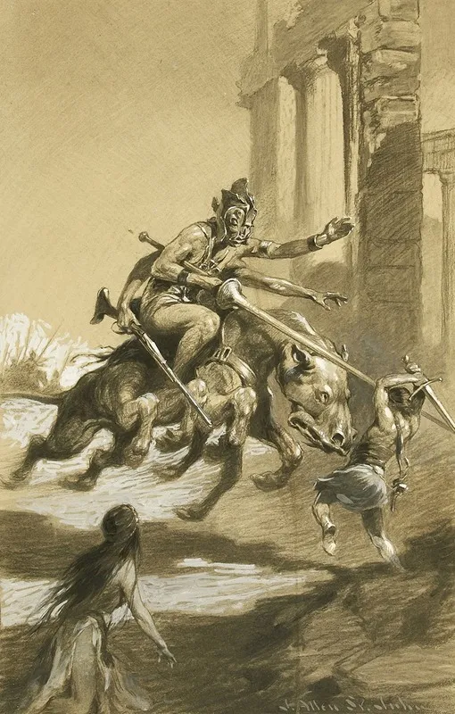 Thuvia Maid Of Mars Illustration Wall Art by James Allen St. John - High-Resolution Digital Print