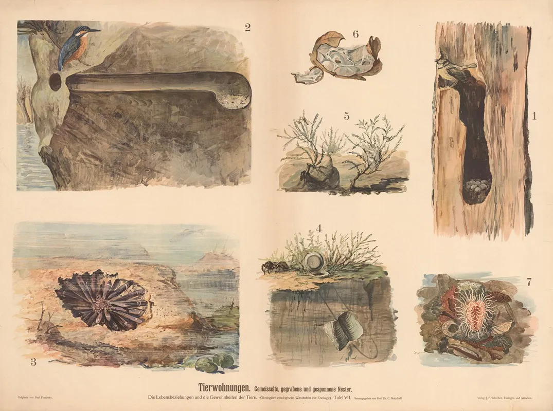 Tierwohnungen Gemeisselte Gegrabene Und Gesponnene Nester Wall Art by Paul Flanderky - High-Resolution Digital Print