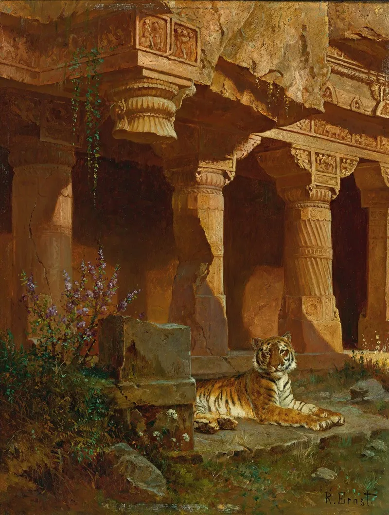 Tiger At Rest Wall Art by Rudolf Ernst - High-Resolution Digital Print