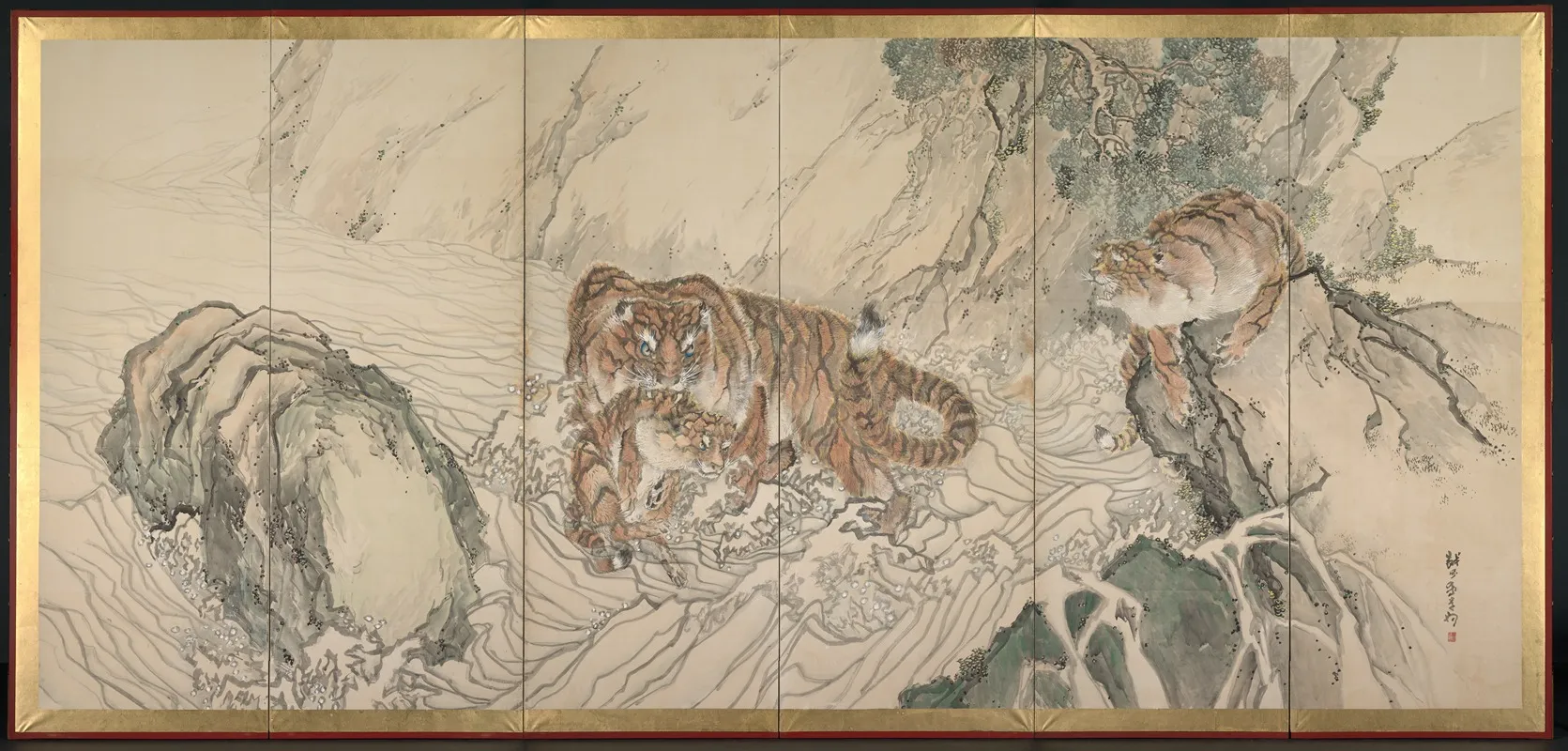 Tiger Family 2 Wall Art by Kishi Ganku - High-Resolution Digital Print