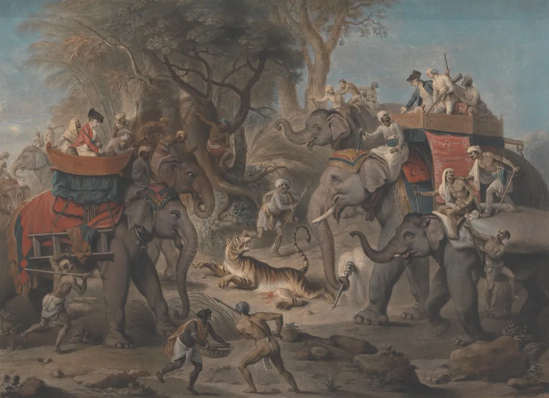 Tiger Hunting In The East Indies 2 Wall Art by Johan Joseph Zoffany - High-Resolution Digital Print