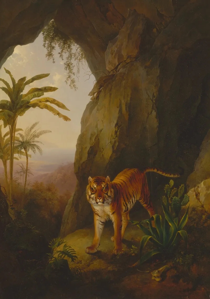 Tiger In A Cave Wall Art by Jacques-Laurent Agasse - High-Resolution Digital Print