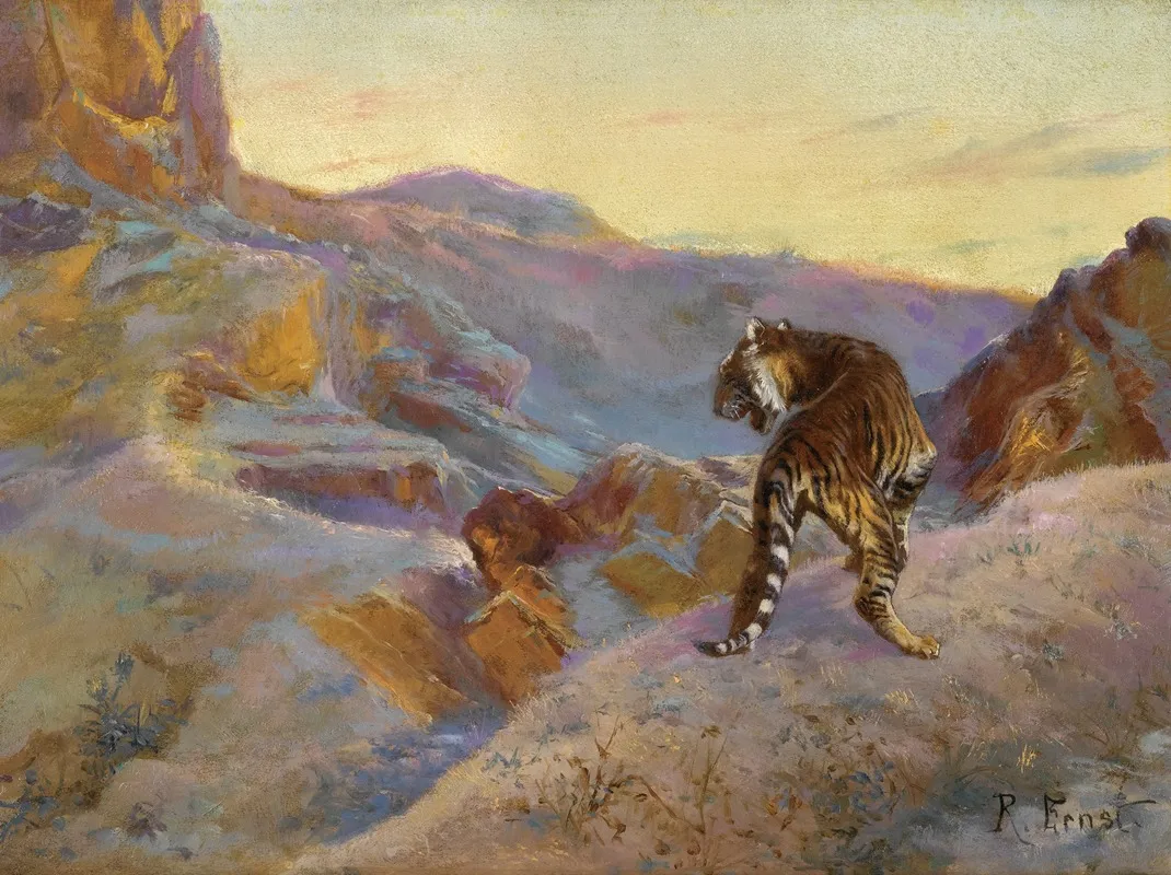 Tiger In The Mountains Wall Art by Rudolf Ernst - High-Resolution Digital Print