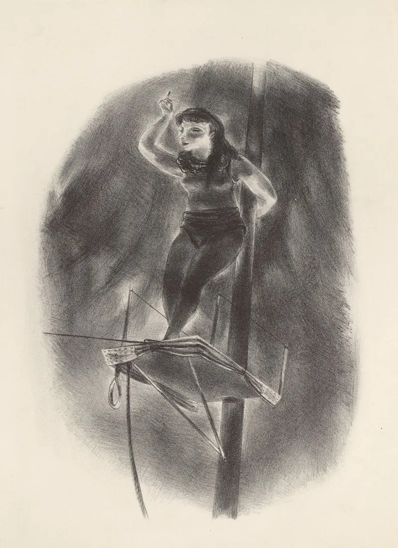 Tight Rope Performer Wall Art by Yasuo Kuniyoshi - High-Resolution Digital Print