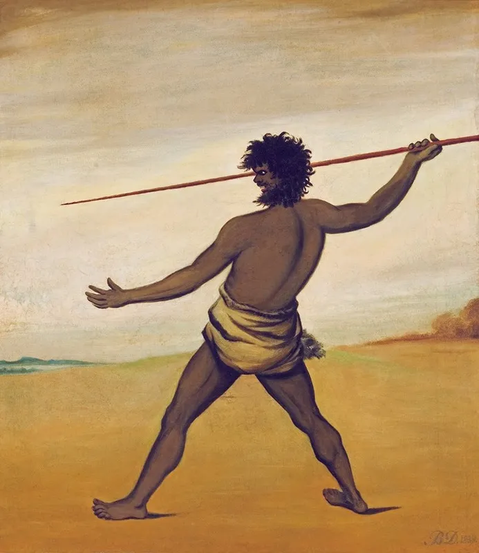 Timmy A Tasmanian Aboriginal Throwing A Spear Wall Art by Benjamin Duterrau - High-Resolution Digital Print